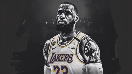 LeBron James Focused in Lakers Uniform