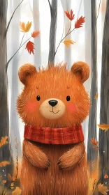 Charming Autumn Bear Illustration