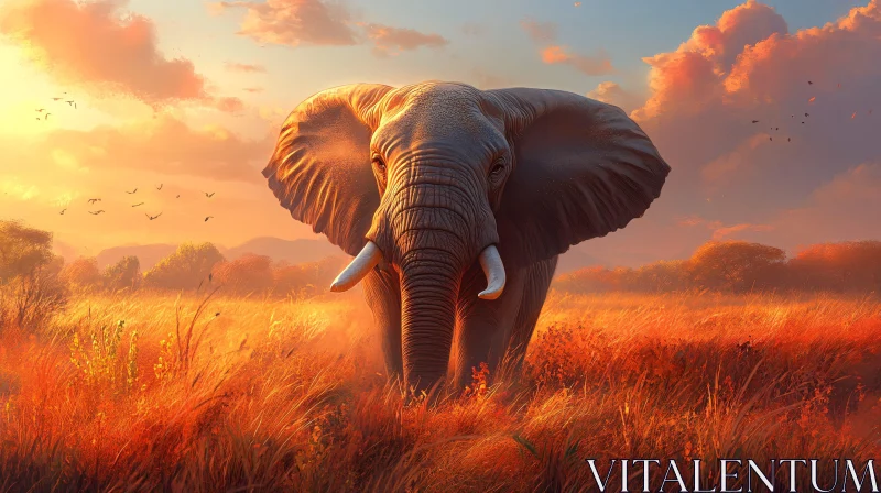 Elephant at Golden Hour in the Wild