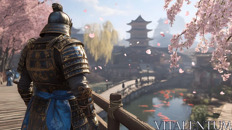 AI ART Samurai in Spring: A Moment of Reflection