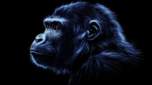 Surreal Blue Monkey Art