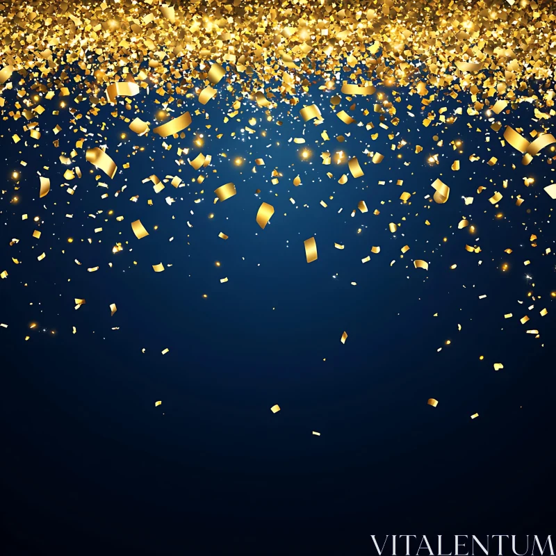 Festive Golden Confetti on Blue Canvas