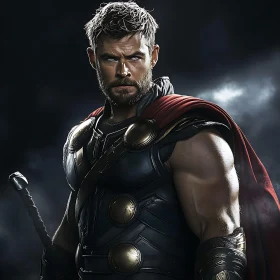 Armored Man with Cape and Weapon