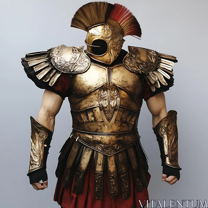 Ornate Warrior in Golden Armor AI Image