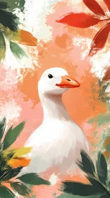 Illustration of Bird and Leaves