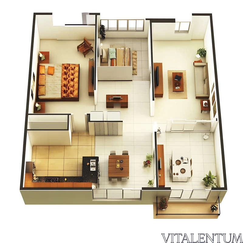 Apartment Layout with Furniture AI Image