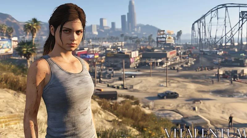 Cityscape View with Determined Woman