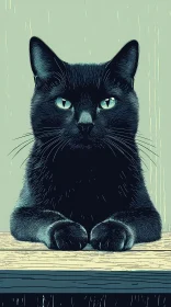 Black Cat Portrait Art