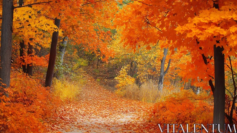 Fall Foliage Path Through the Woods