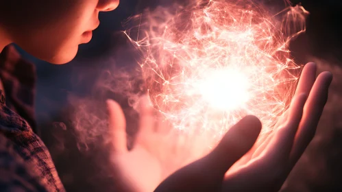 Hands Holding a Sphere of Light
