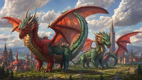 Dragons over Medieval Kingdom