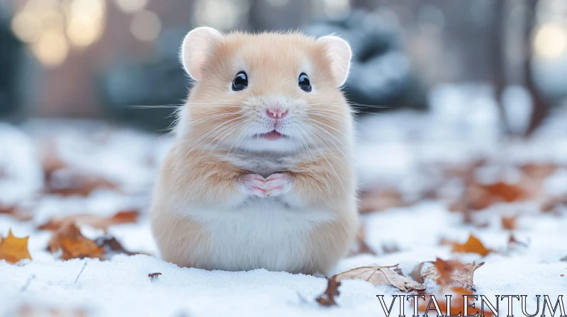Cute Hamster in Winter Wonderland