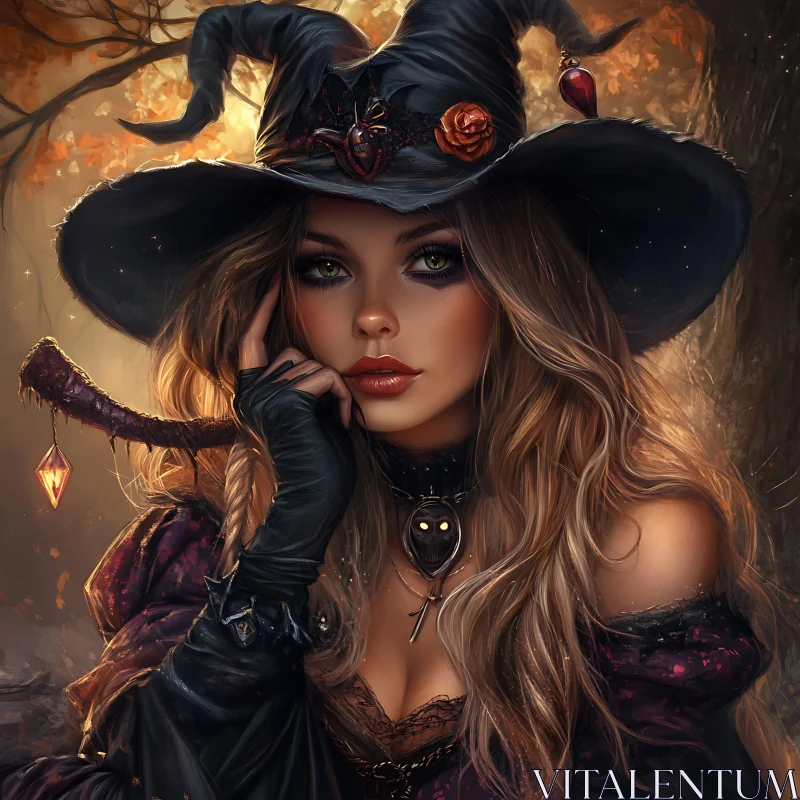 Mystical Witch with Green Eyes