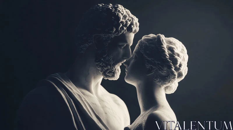 Classical Sculpture: Lovers in Marble AI Image