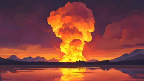 Peaceful Lake Sunset Landscape Painting