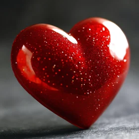 Sparkling Heart Object with Deep Red Hue