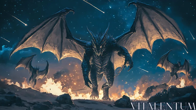 Fantasy Dragon Flight Under the Stars