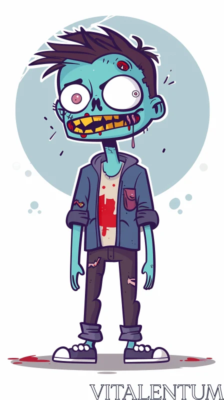 Cartoon Zombie Illustration: A Frightening Depiction AI Image
