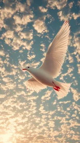 Graceful Bird in Sunlit Clouds