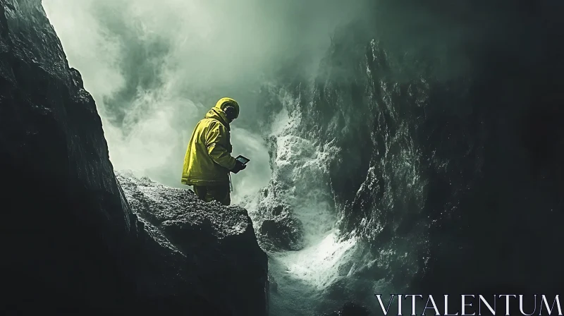 Figure by the Waterfall AI Image