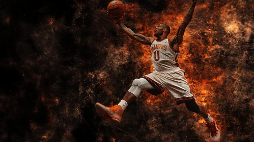 Athlete Performing Slam Dunk