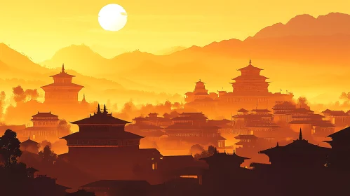 Serene Asian City at Dawn