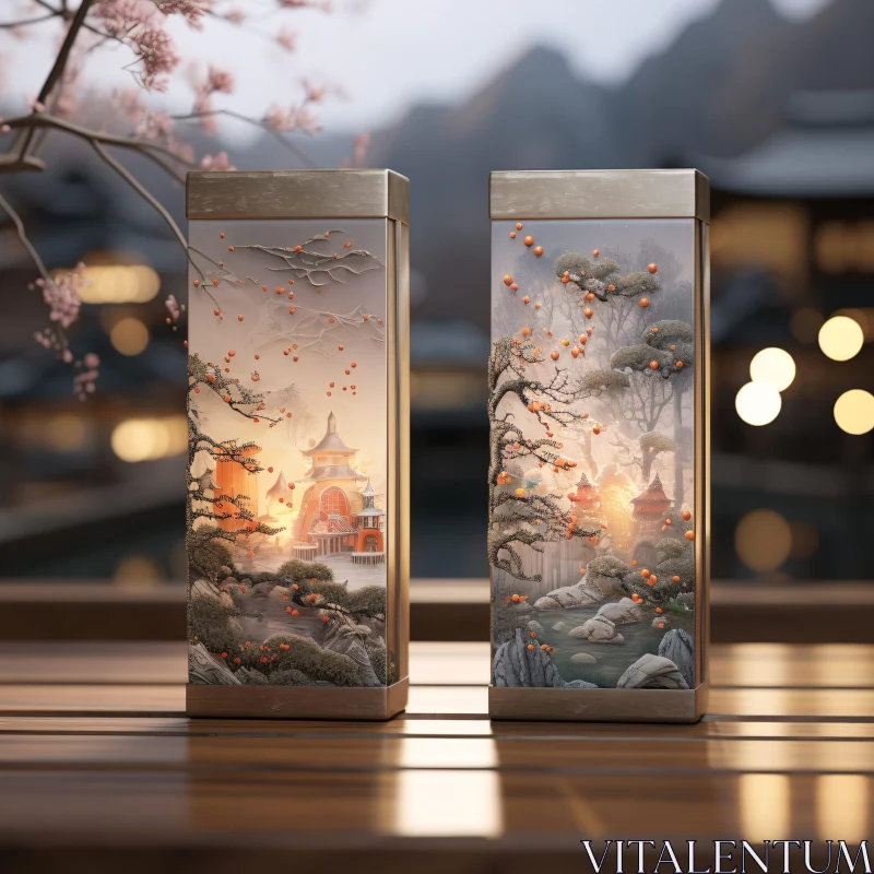 Oriental Landscape Art on Decorative Boxes