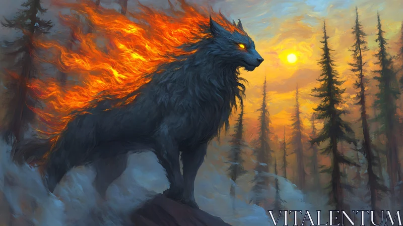 Wolf Ablaze at Twilight's Edge