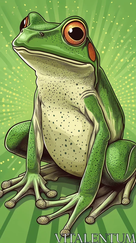 Stylized Green Frog Illustration