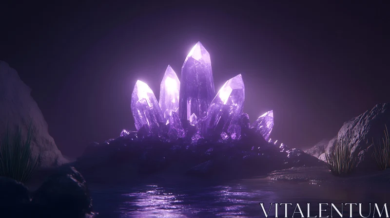 AI ART Luminous Crystal Formation Abstract Art