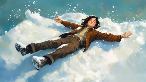 Winter's Embrace: A Child's Snowy Serenity