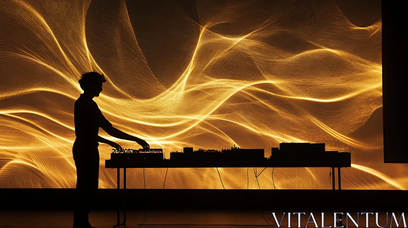 Silhouette of DJ with Golden Light