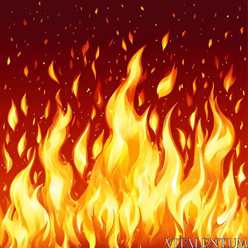 Intense Fire with Bright Yellow and Orange Flames