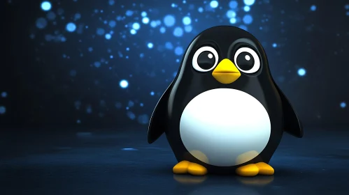 Cute Penguin with Twinkling Lights