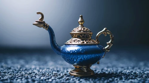 Enchanting Blue and Gold Genie's Lamp | Captivating Photography