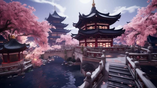 Enchanting Pagoda Cityscape Rendered in Unreal Engine