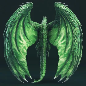 Green Dragon Wings Spread Fantasy Art
