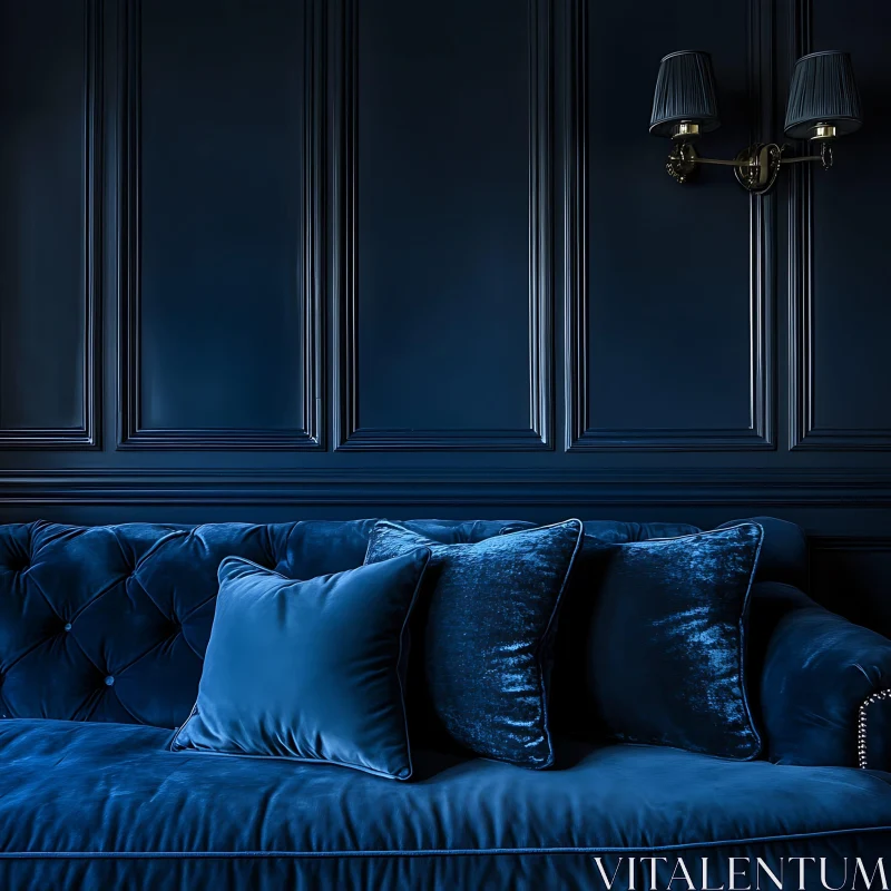 Luxurious Blue Sofa in Chic Interior Setting