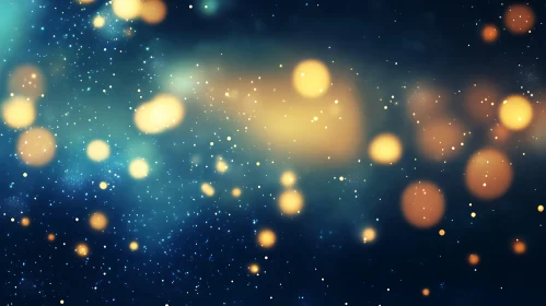 Abstract Blue Background with Golden Lights