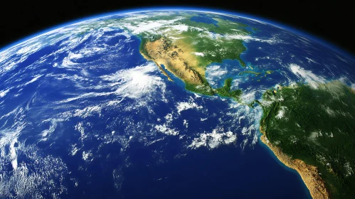 Blue Planet Floating in Space
