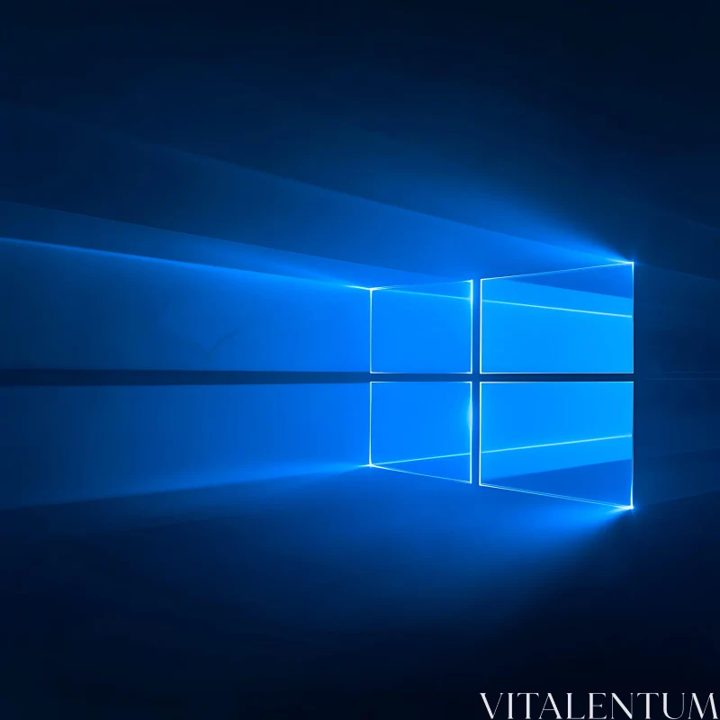 Glowing Blue Window Rectangles Design AI Image