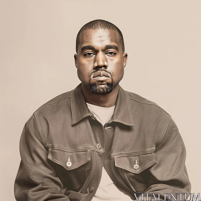 AI ART Kanye West in Neutral Toned Jacket