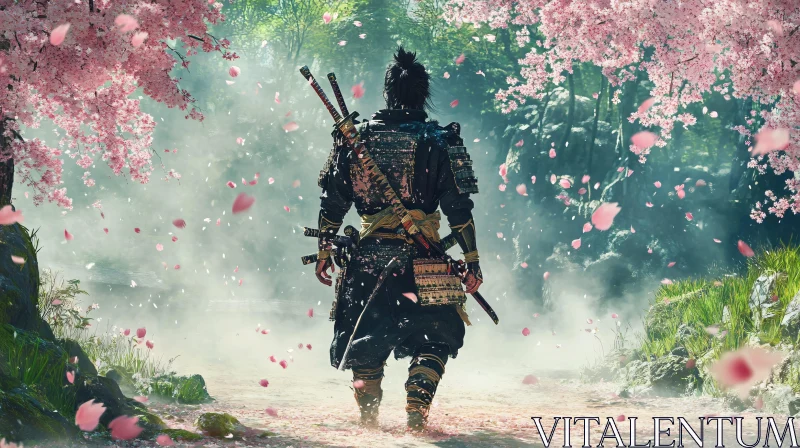 AI ART Warrior in a Sakura Dream