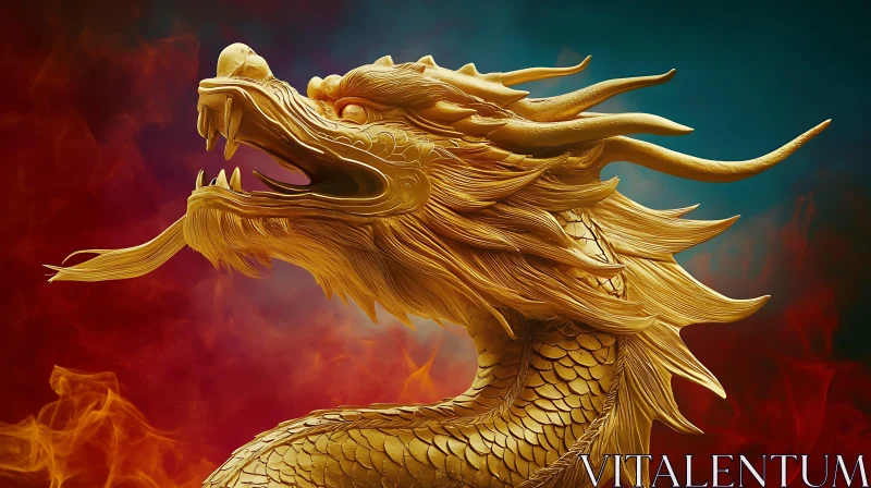 Gold Dragon Sculpture AI Image