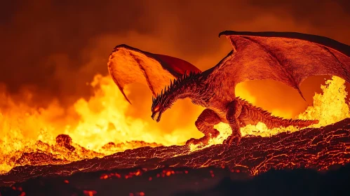 Fiery Dragon on Molten Land