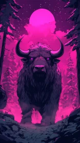 Mysterious Bison in Otherworldly Forest