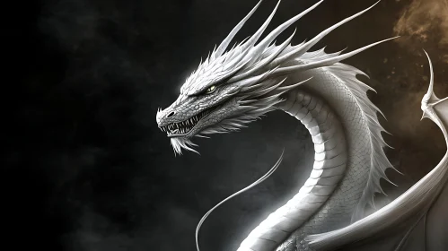 Mystical White Dragon Portrait