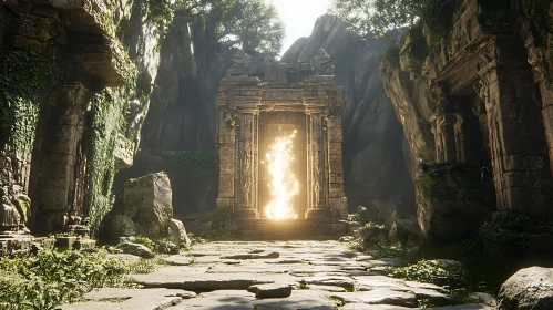 Ancient Gateway Radiating Light