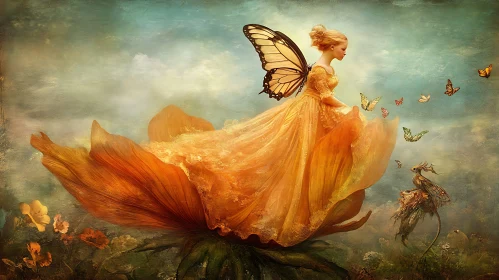 Floral Fairy with Butterfly Wings