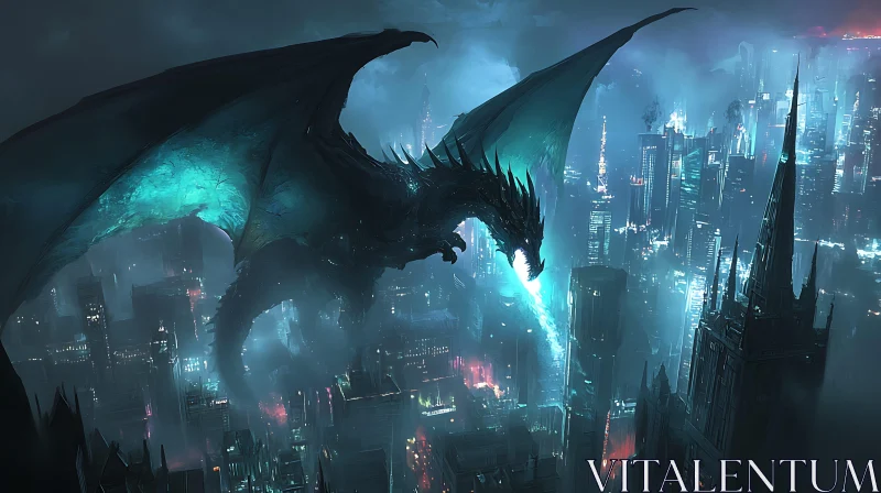 AI ART Urban Dragon: A Fantasy Scene